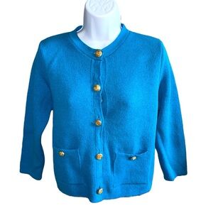 NEW Banana Republic Blue Plain Smooth Knit Cardigan - M